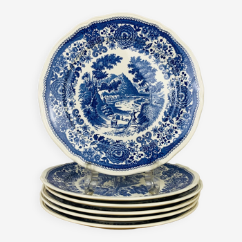 6 Burgenland Villeroy & Boch blue plates