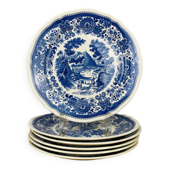 6 Burgenland Villeroy & Boch blue plates