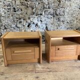 Paire de chevets en pin des années 90 meubles en bois vintage