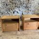 Pair of 90's pine bedside / vintage wooden furniture