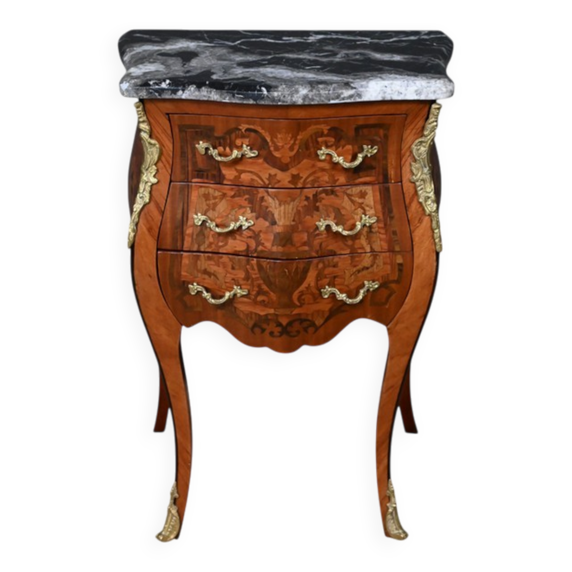 Petit meuble de salon en marqueterie, style Louis XV – Milieu XXe