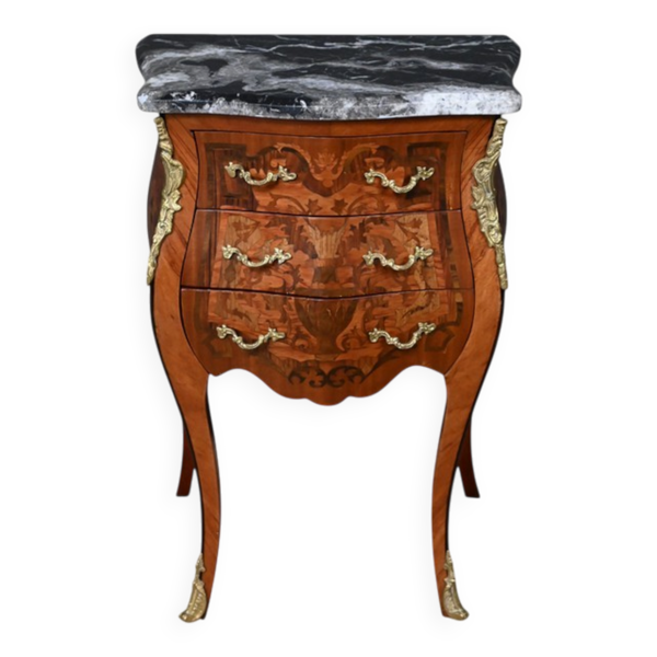 Petit meuble de salon en marqueterie, style Louis XV – Milieu XXe