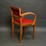 Pair of red bridge armchairs, 1950s