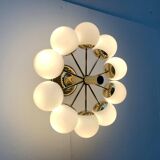 German brass ceiling lamp in mid-century modern space style by Kaiser Leuchten, 1960s.