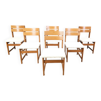 Ensemble de 6 chaises de salle à manger brutalistes, années 1970