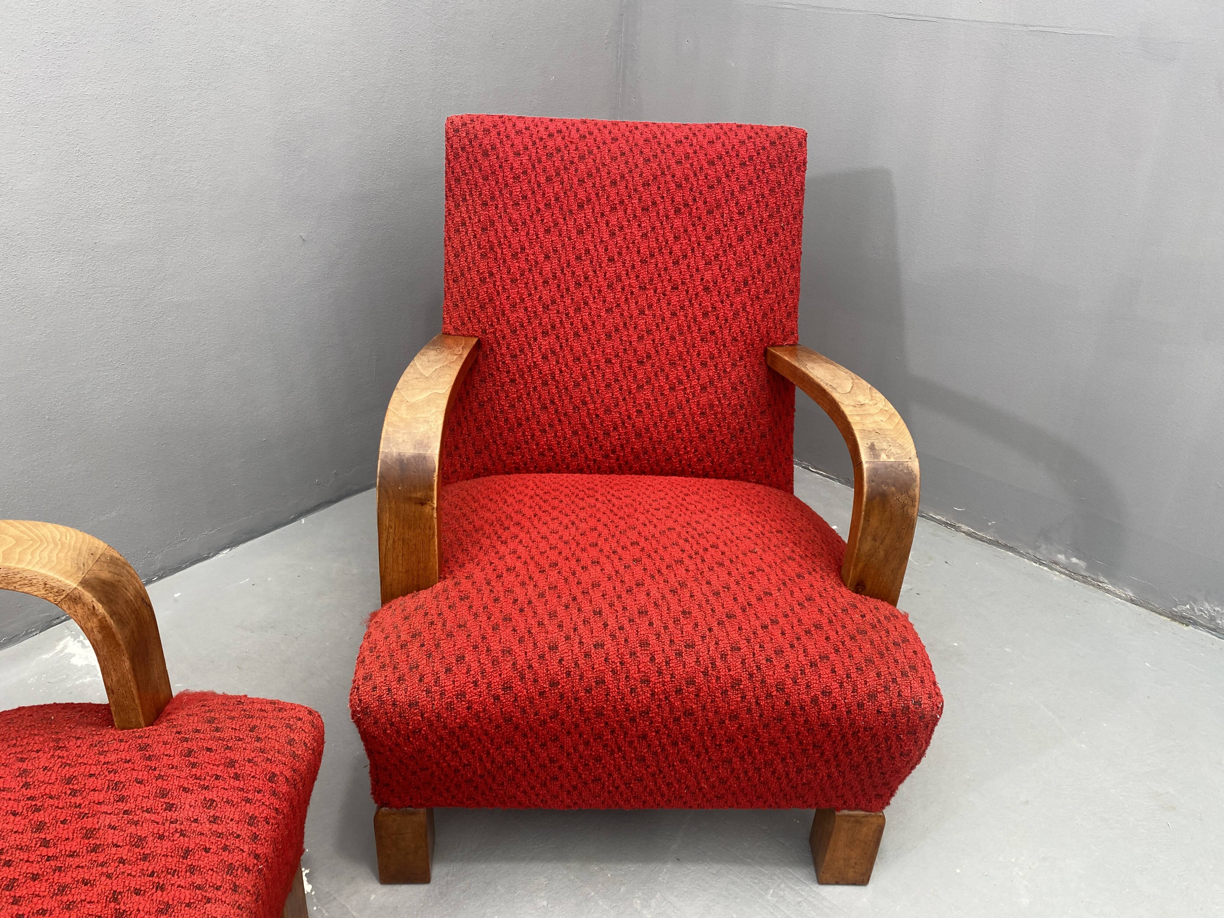 Paire de fauteuils ART DÉCO en bois courbé, années 1930