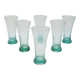 6 verres évasés en verre bleu soufflé bullé texturé pastis / orangeade / eau