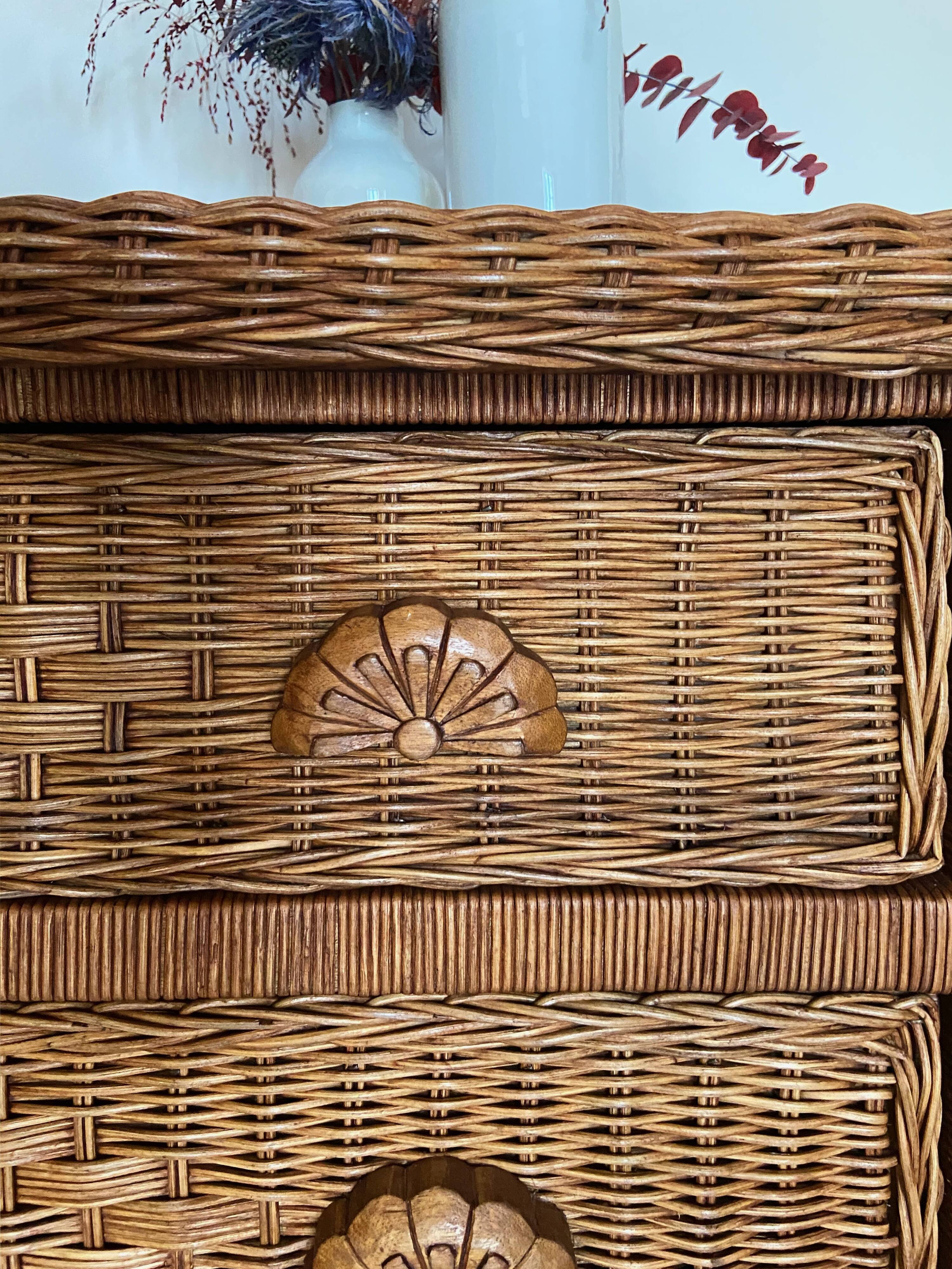 Vintage rattan chest of drawers