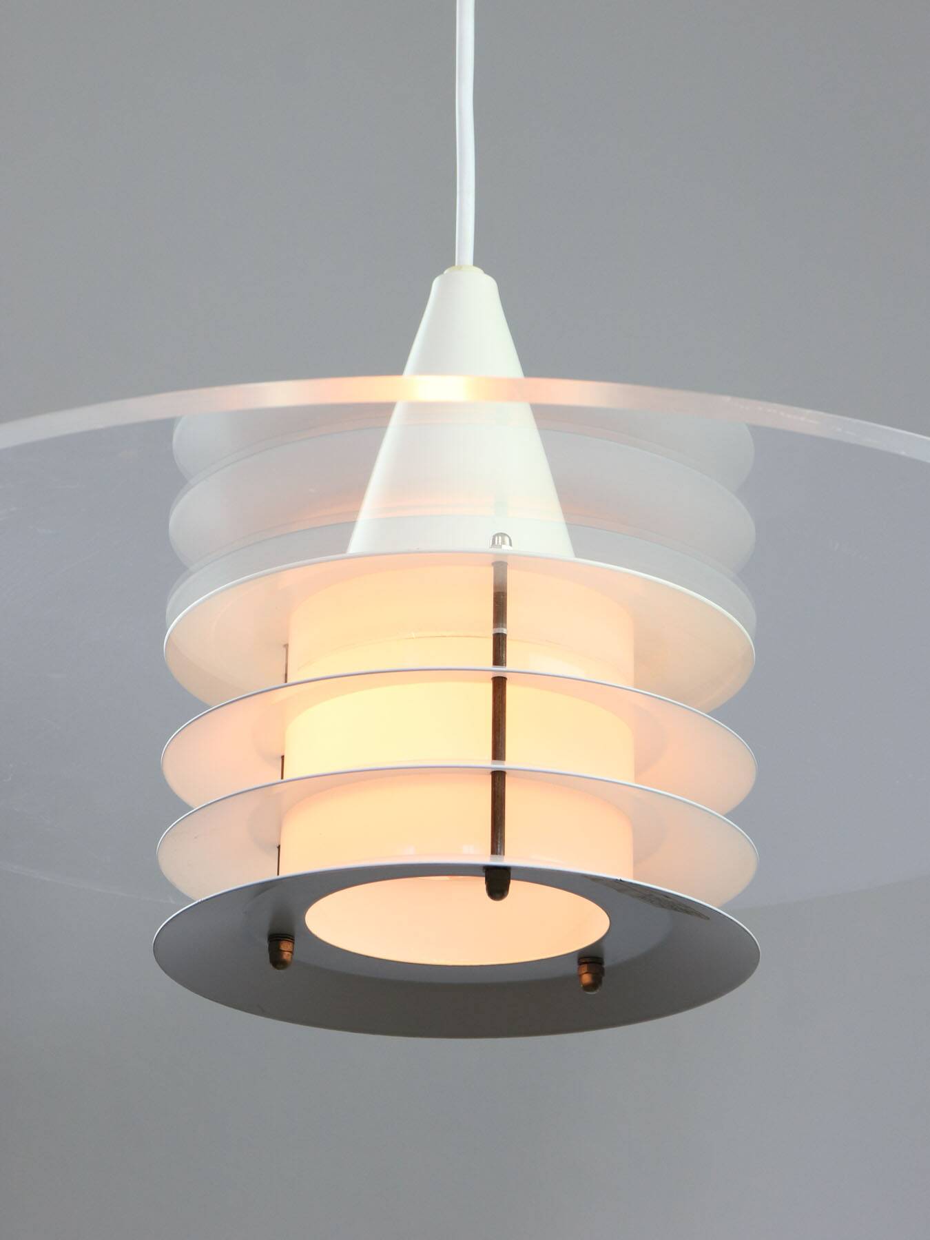 Scandinavian Duett Plexiglas and Metal Pendant Lamp from Landskrona Sweden