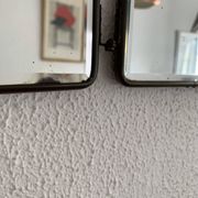 Vintage 1930s barber triptych mirror crystal faux leather gold - 25 x 59 cm