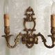 Large Vintage French Bronze Open Back Design Leaf Detail Double Wall Light 4740