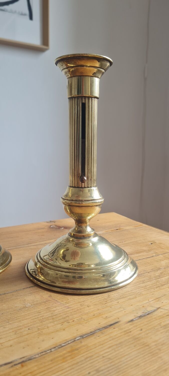 Pair of brass candle holders