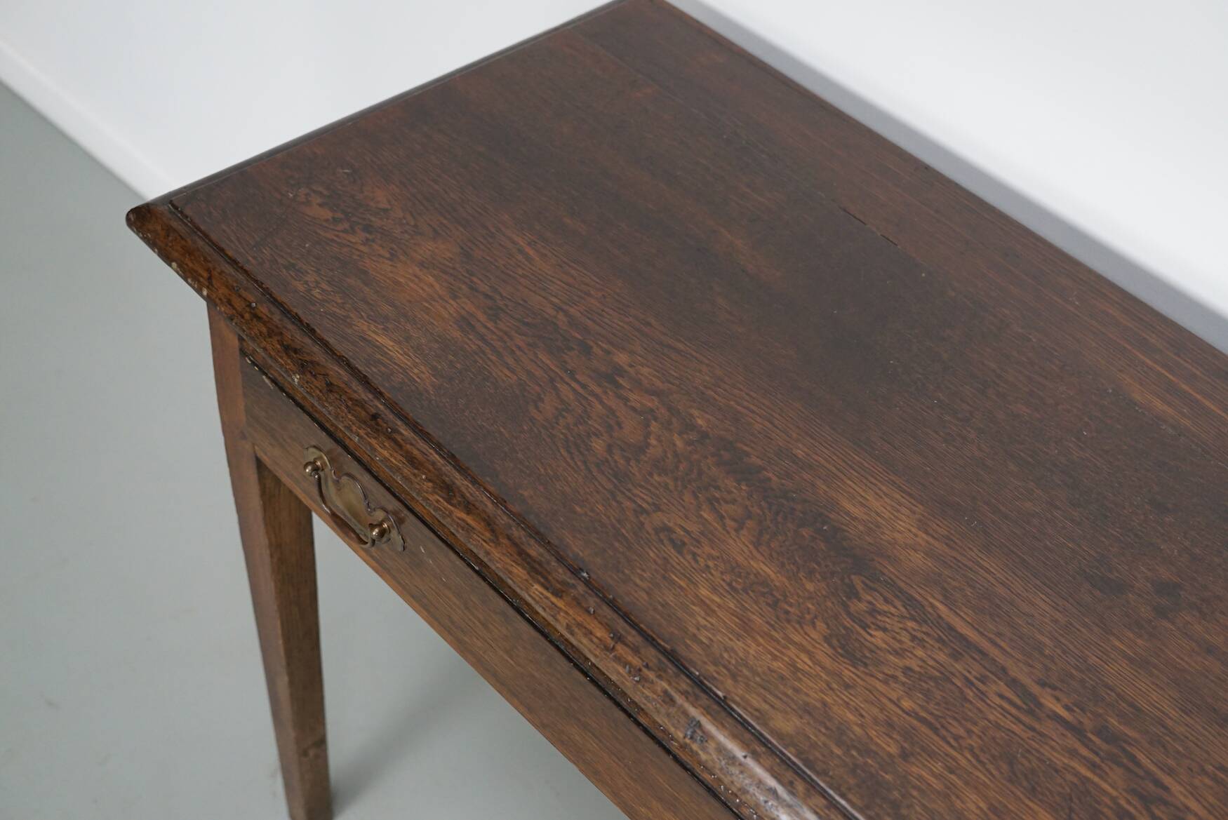Vintage English Rustic Farmhouse Oak Side Table, 1950s
