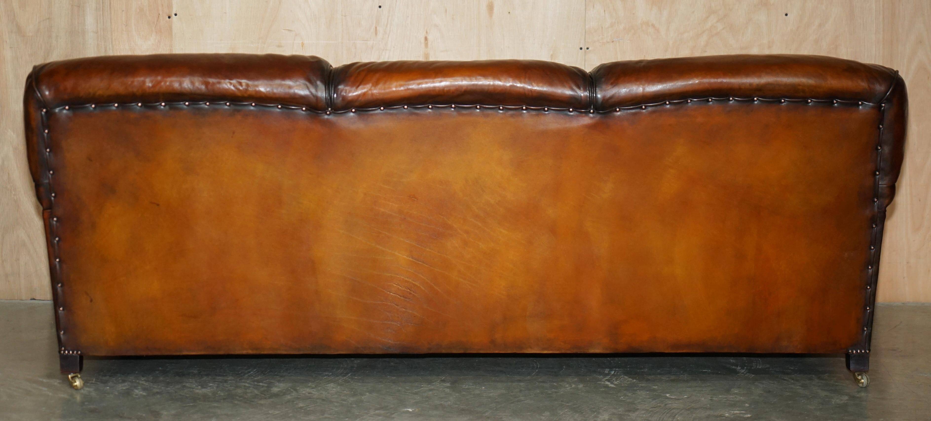 Restored leather Howard & Son canapé style, 204 cm