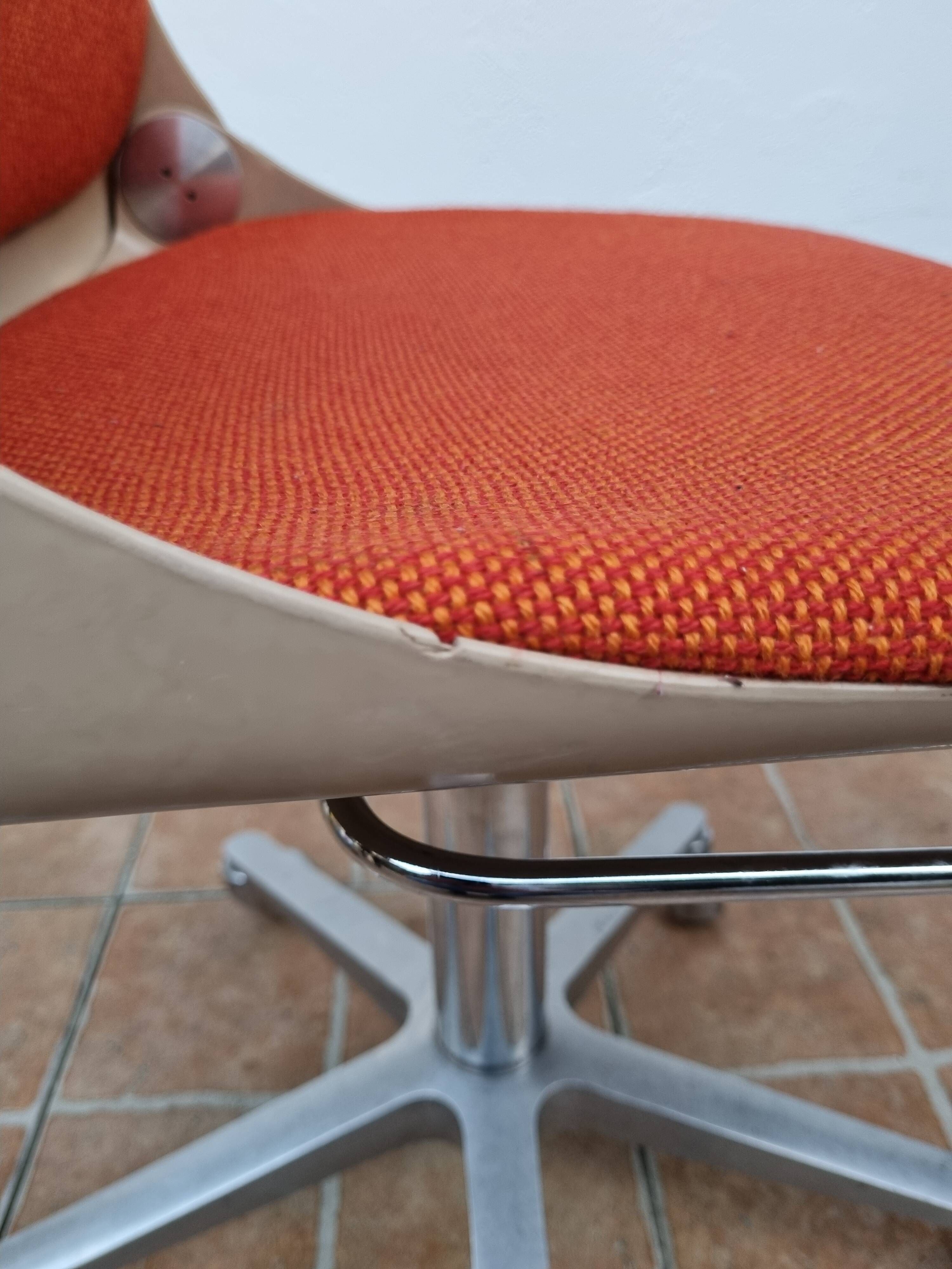 Vintage Wilkhahn Office Chair Model 2101, Orange, Aluminum and Fiberglass Frame