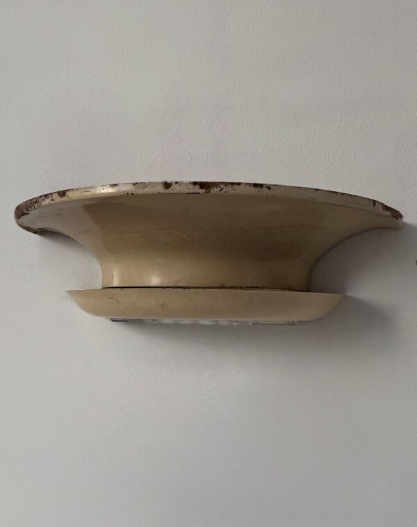 Paire d'applique vintage moderniste, métal peint beige et verre France 1930