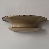 Pair of vintage modernist wall lights, beige painted metal and glass, France, 1930