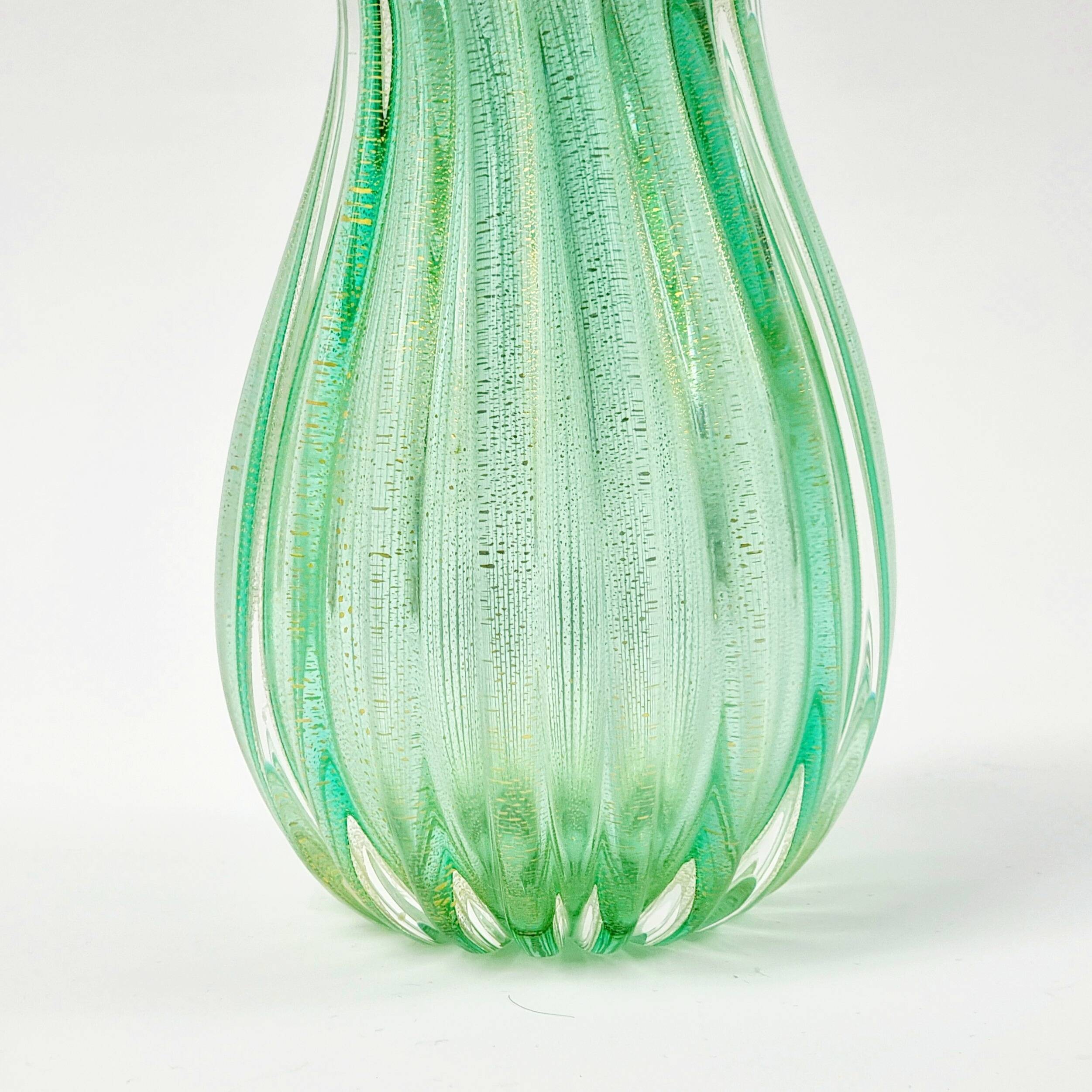 Mid-Century Ribbed Murano Glass Vase by Archimede Seguso for Seguso Vetri d'Arte, Italy, 1950s