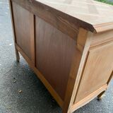 Louis XV Bibus commode, restored in raw solid wood and marquetry, 110cm