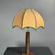 Midcentury brutalist wood turned mushroom table lamp, Charles Dudouyt style