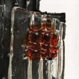 Vintage Italian brutalist wrought iron wall lamp by Albano Poli for Poliarte, set of 4.