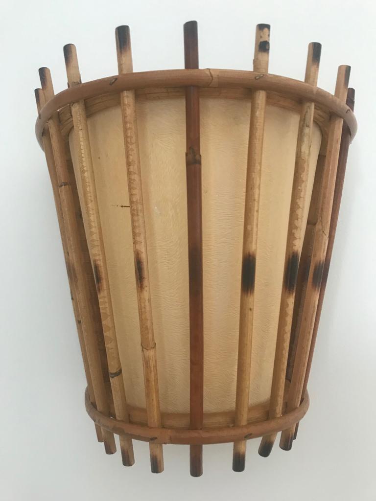 Pair of vintage bamboo wall lights