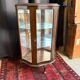 Antique English wooden display cabinet - Curved legs & 3 shelves