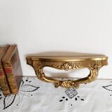 Golden console, vintage French, entrance shelf, shelf