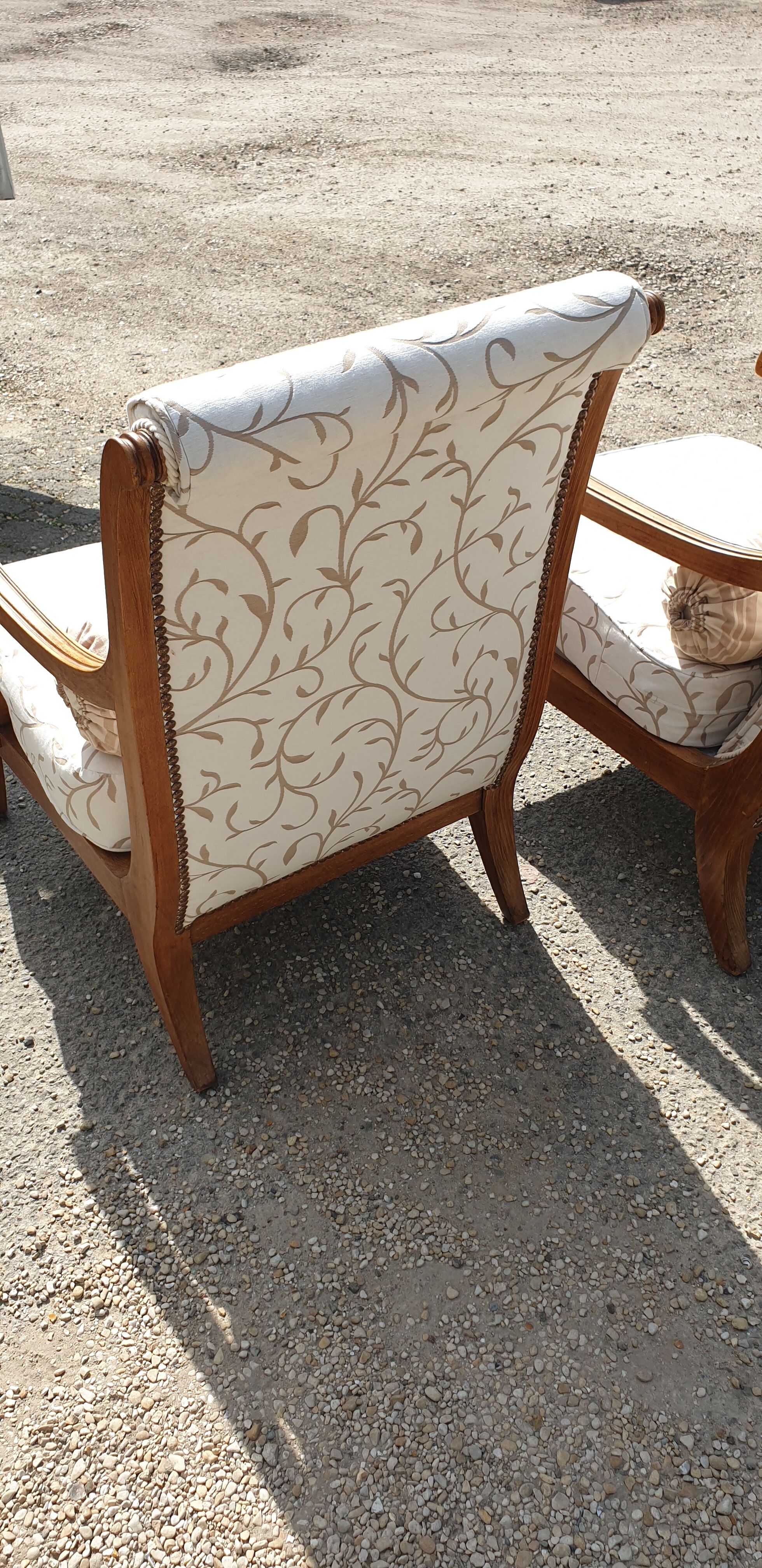 Louis XVI style armchairs in solid cherry wood
