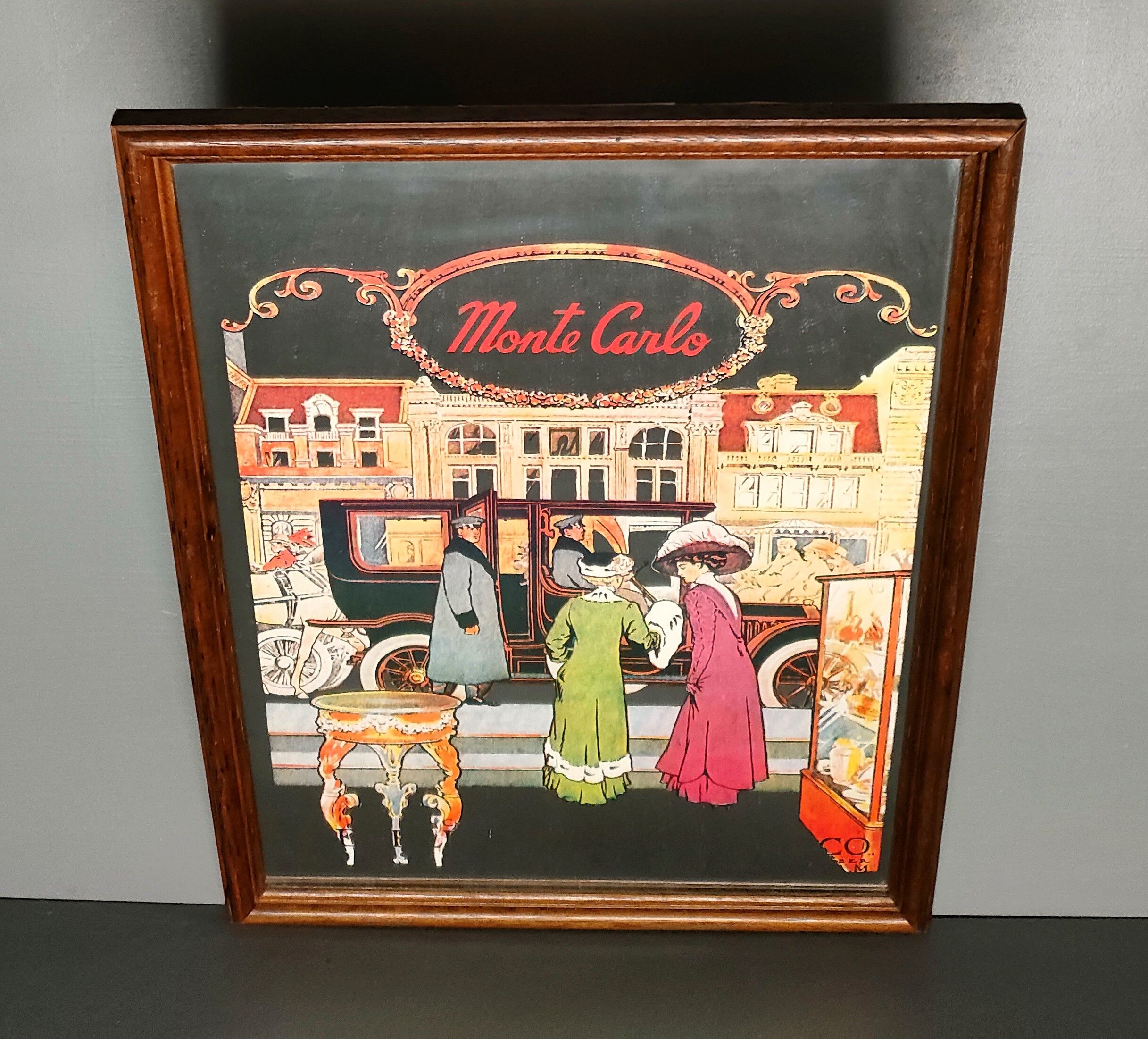 Two mirror frames Art-Deco style, silkscreened " Monte-Carlo " - France - 70's