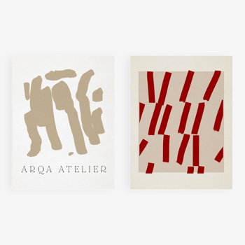 Pair of prints, abstract wall art set of two, 50x70cm