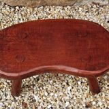 Vintage french hand turned solid oak 4 legged kidney shaped childs stool 3772