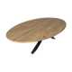 Oval table in solid oak refined edges with central foot in black metal