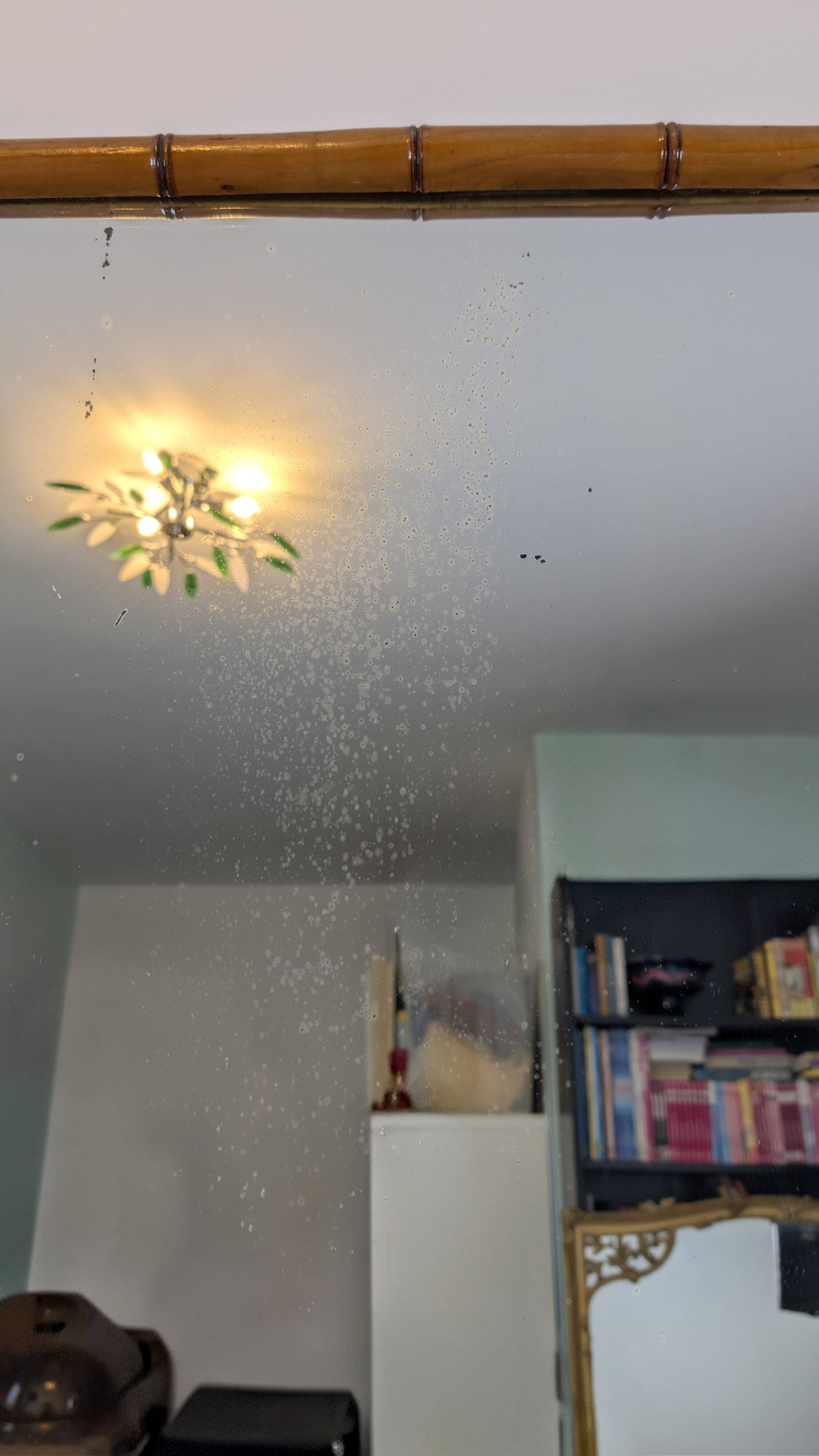 Vintage wooden mirror with bamboo imitation 102 x 75 cm – Exotic spirit