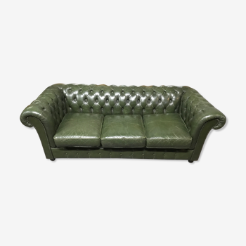 Chesterfield green leather sofa