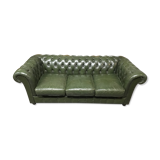 Chesterfield green leather sofa