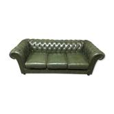 Chesterfield green leather sofa