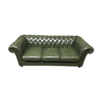Chesterfield green leather sofa