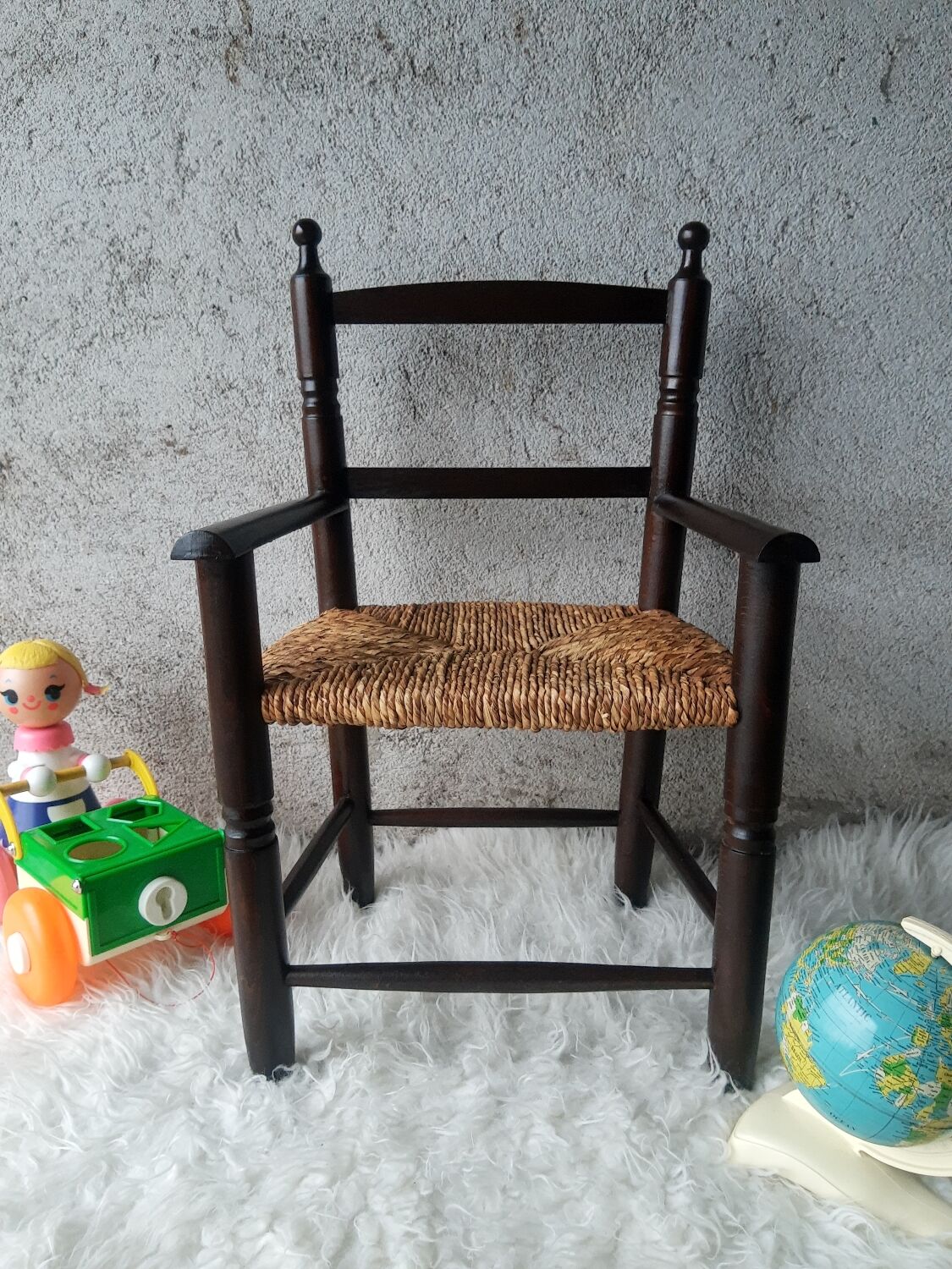 Antique armchair mulched vintage child