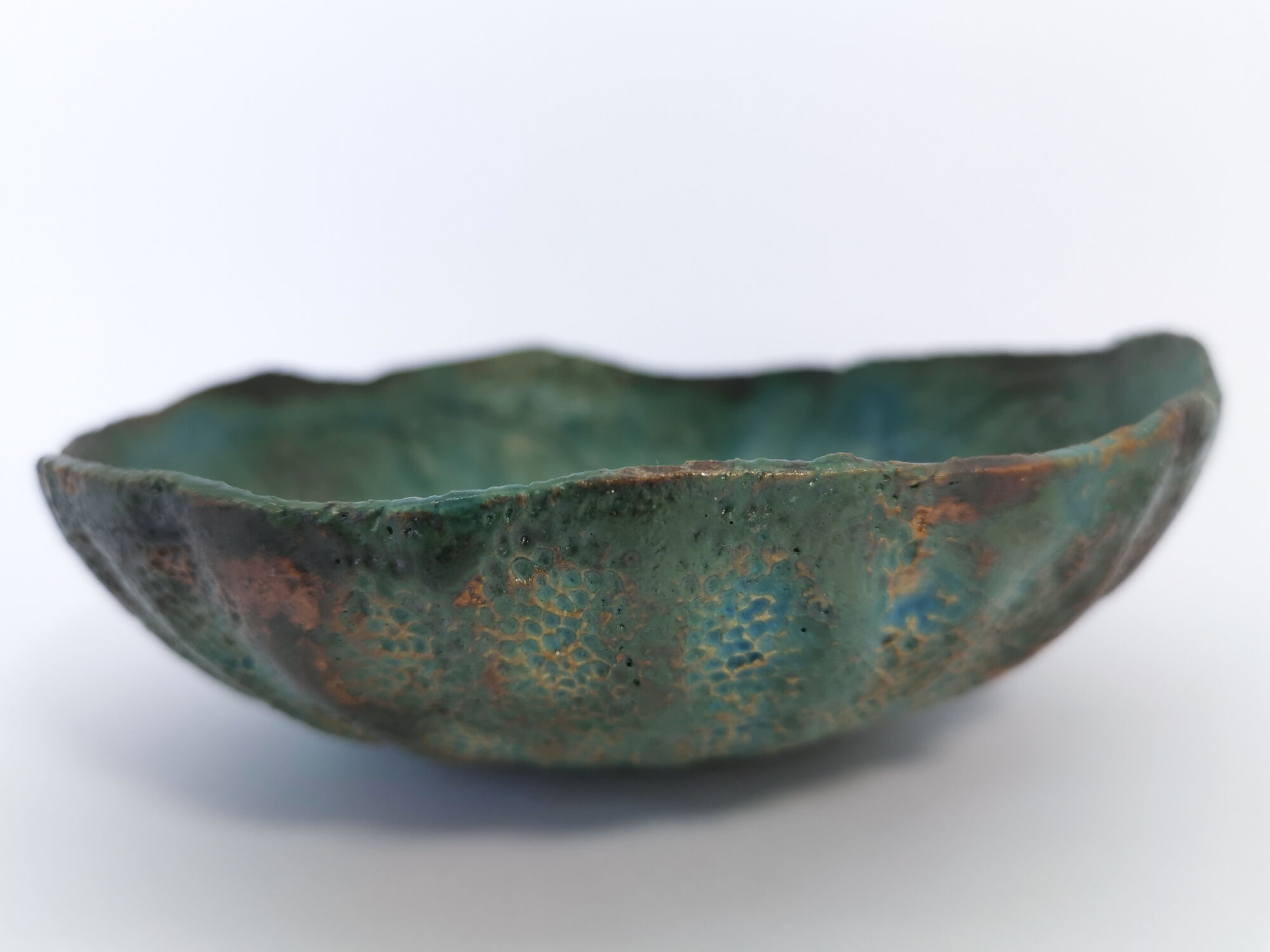 Coupe vide-poches en grès émaillé, signée, artisanat d'art, céramique