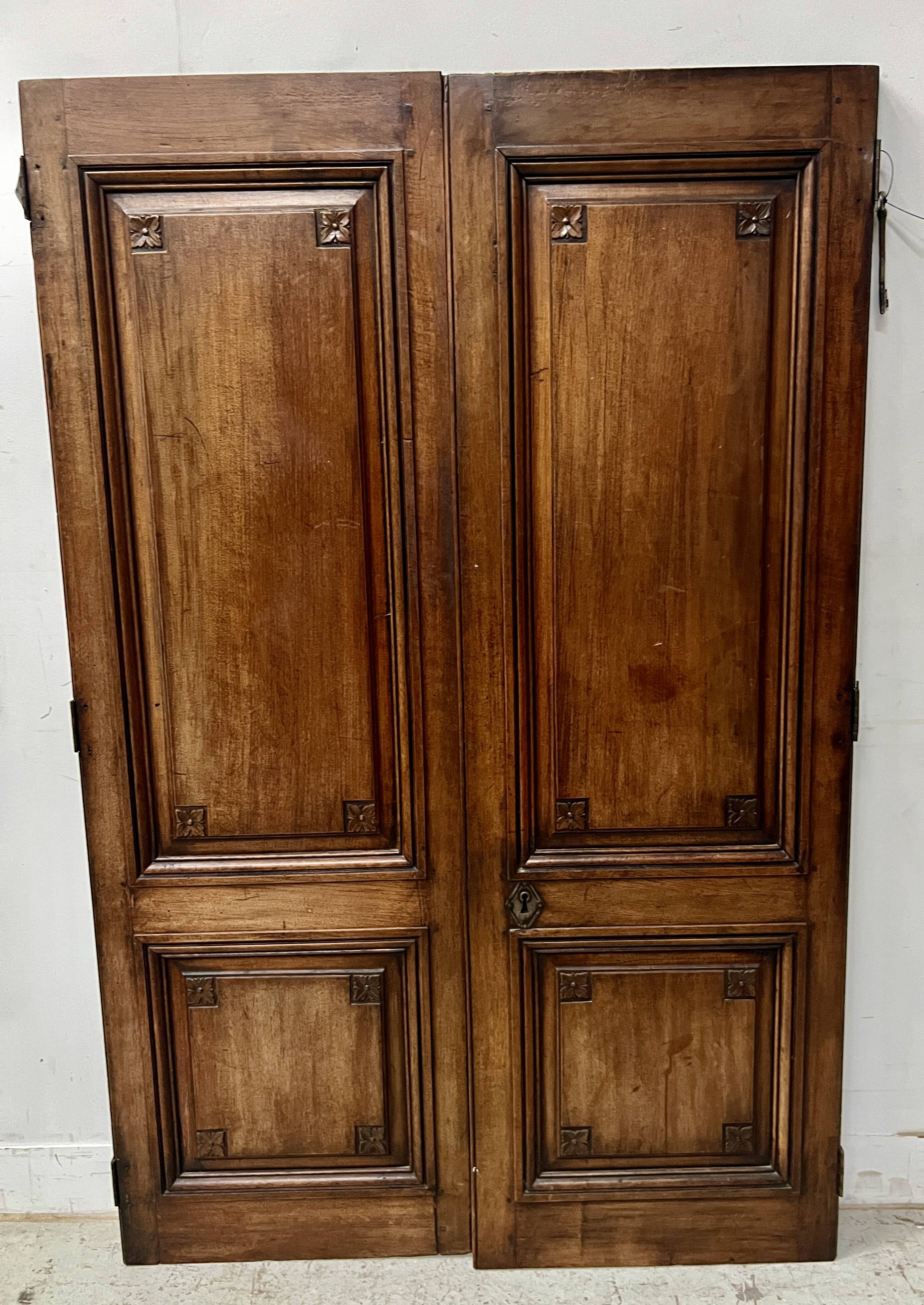 Pair of 18th-century solid walnut double-panel doors