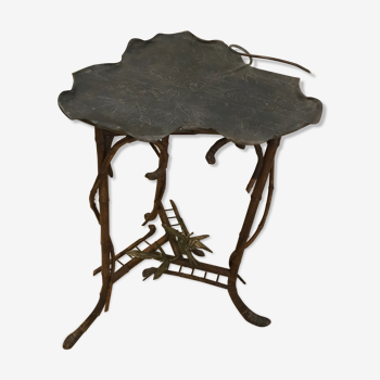 bamboo pedestal table&bronze Napoléon III