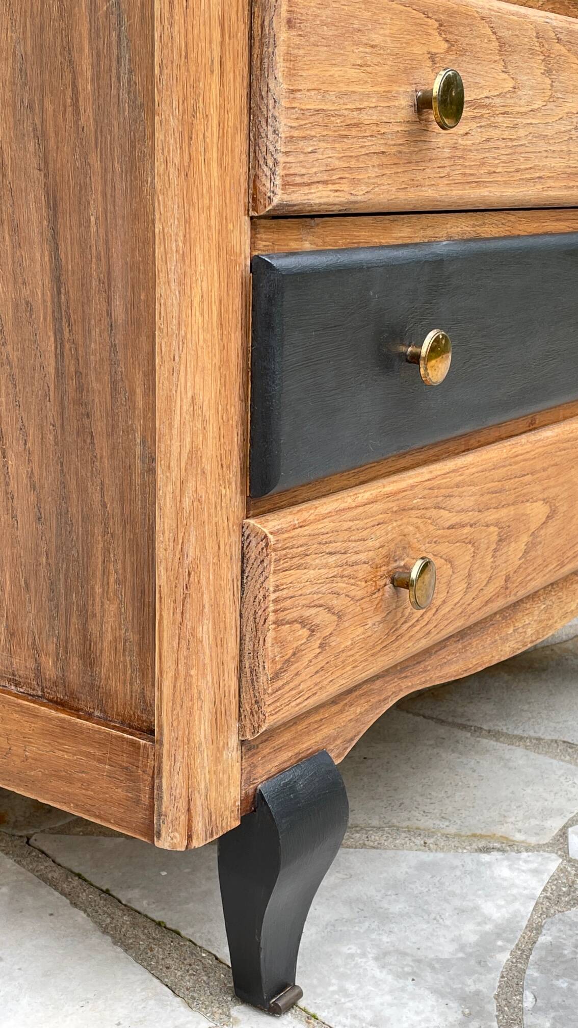 Chest of drawers black and raw wood 1930s
