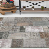 Tapis patchwork gris & bronze 5x8, 247x172cm