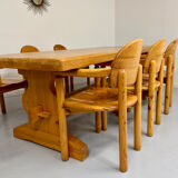 Vintage XXL farmhouse monastery pine table from the 1960s.
