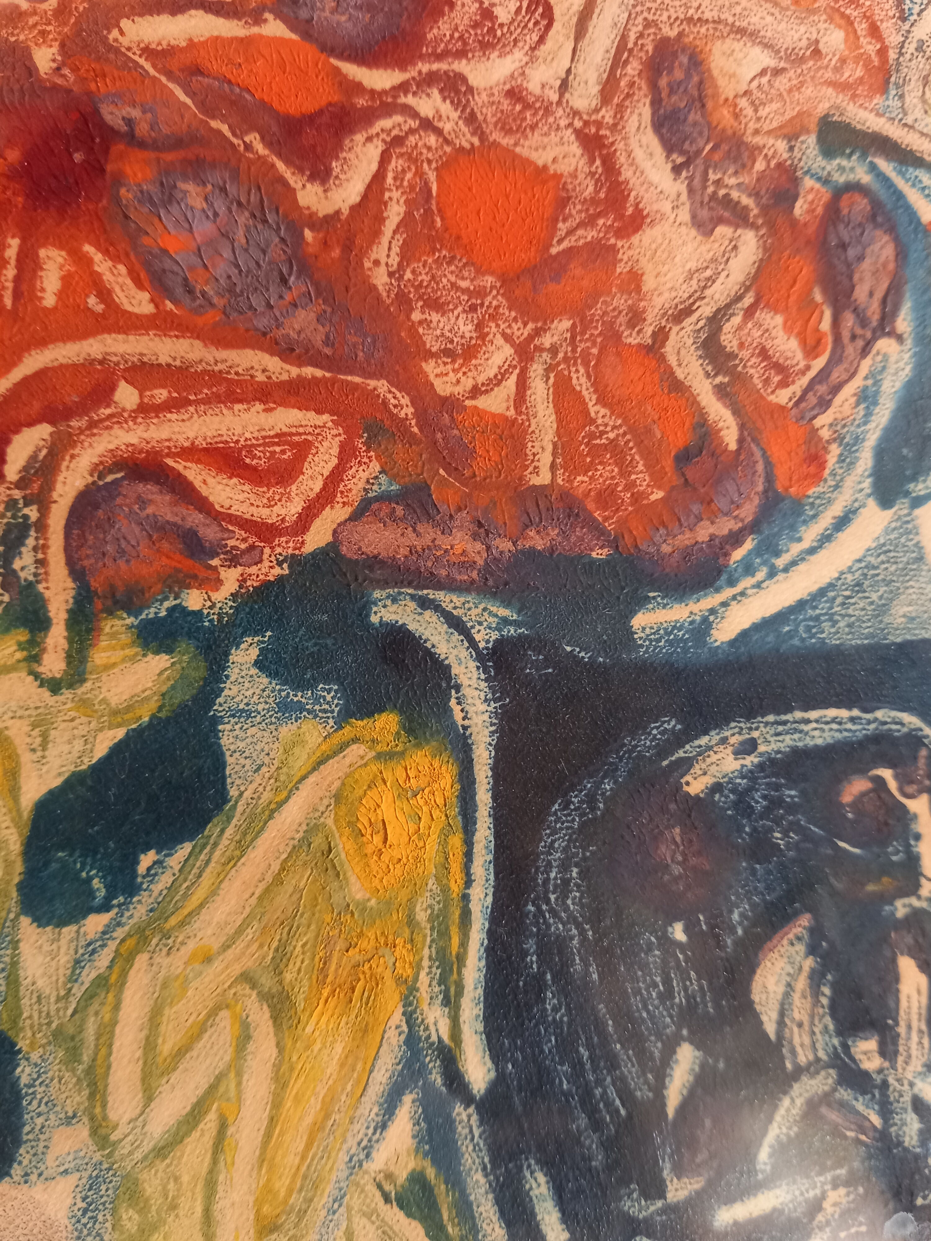 Painting by manfredo borsi. gouache. 1949. bouquet in blue vase