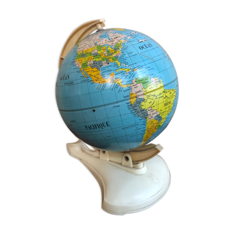 Old world map ms globe metal + bakelite base white vintage cream