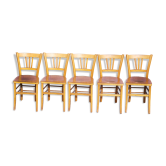 5 Luterma vintage wood bistrot chairs