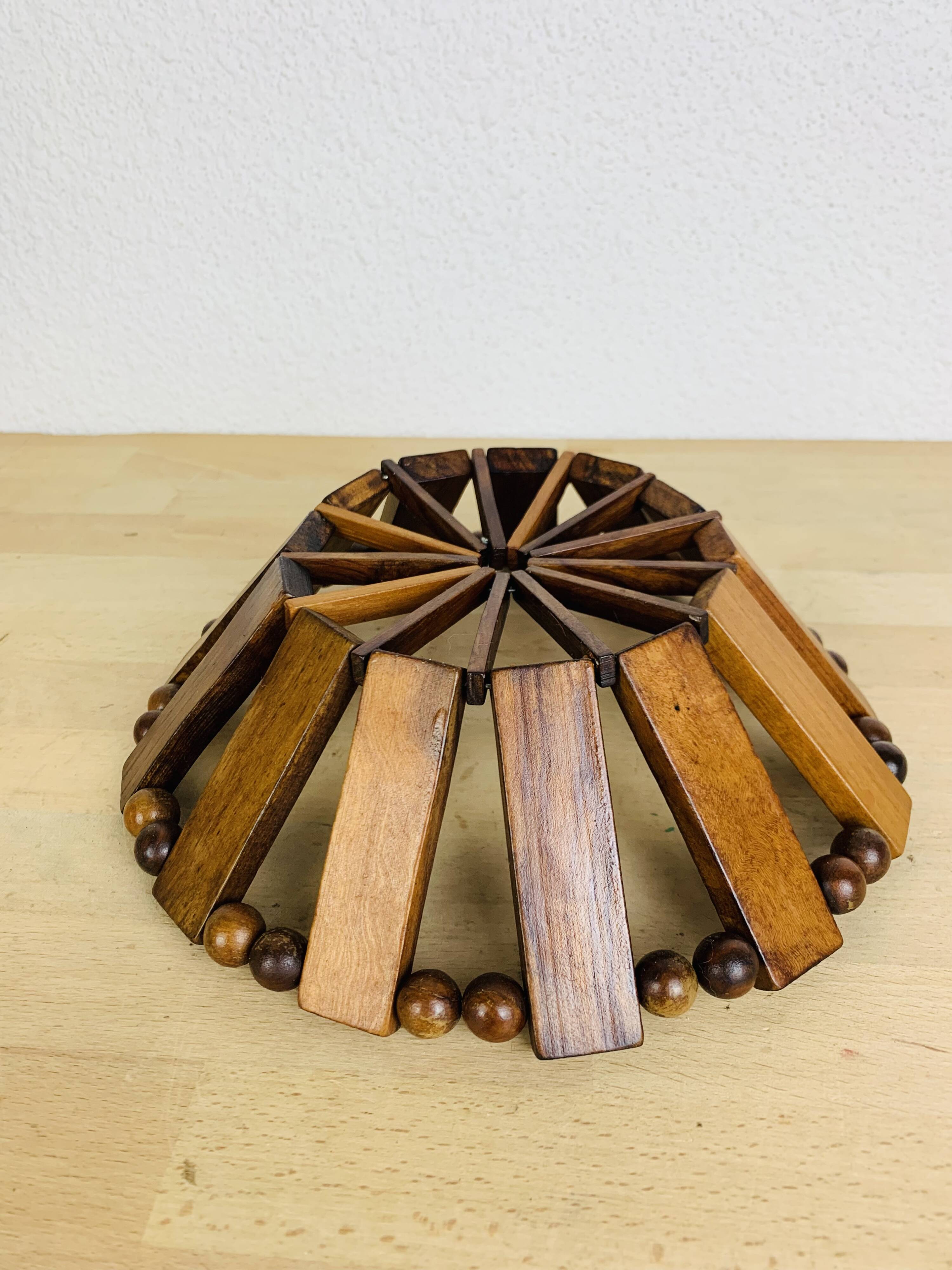 Vintage olive wood fruit bowl