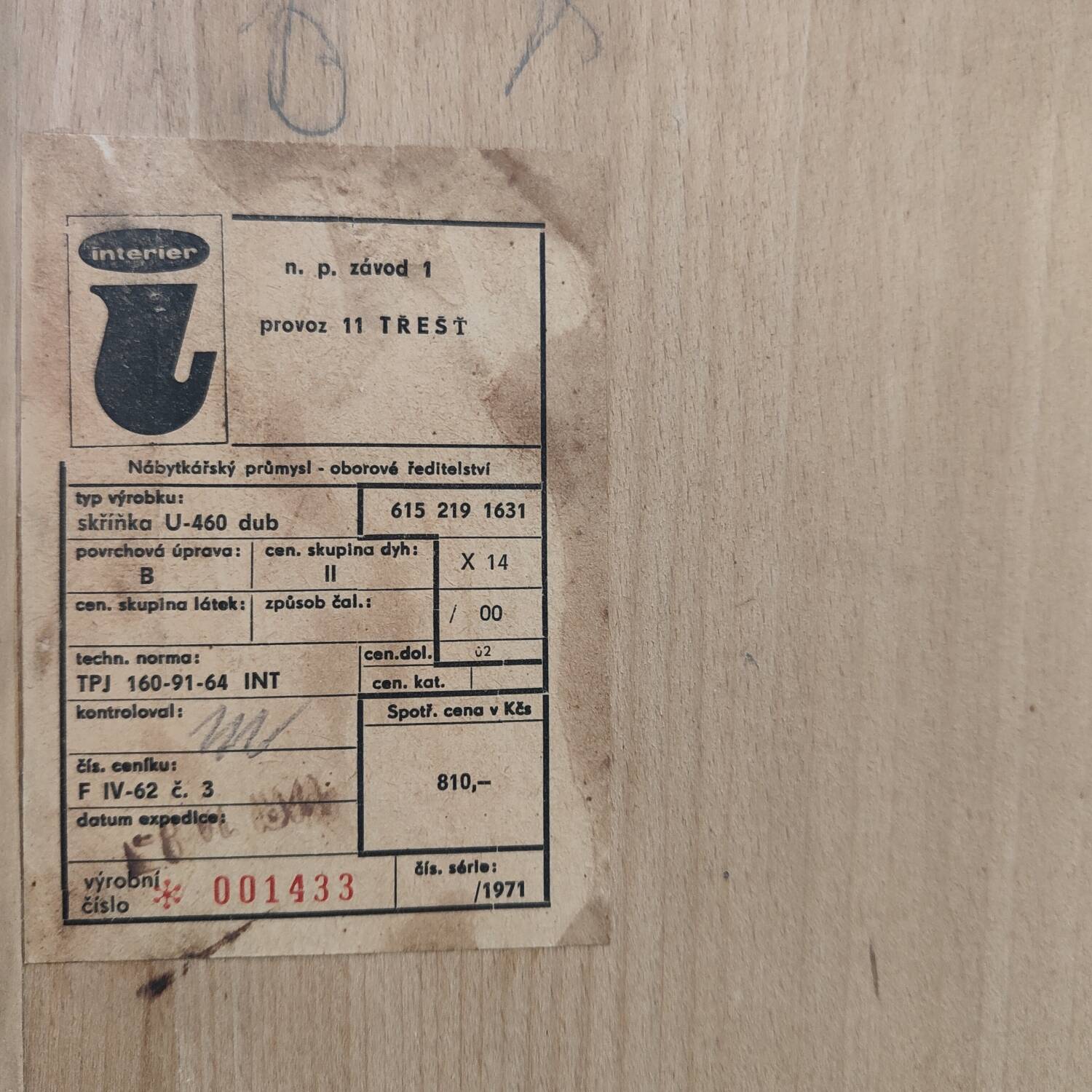 U460 wooden tower sideboard by Jiri Jiroutek for Interier Praha 1960